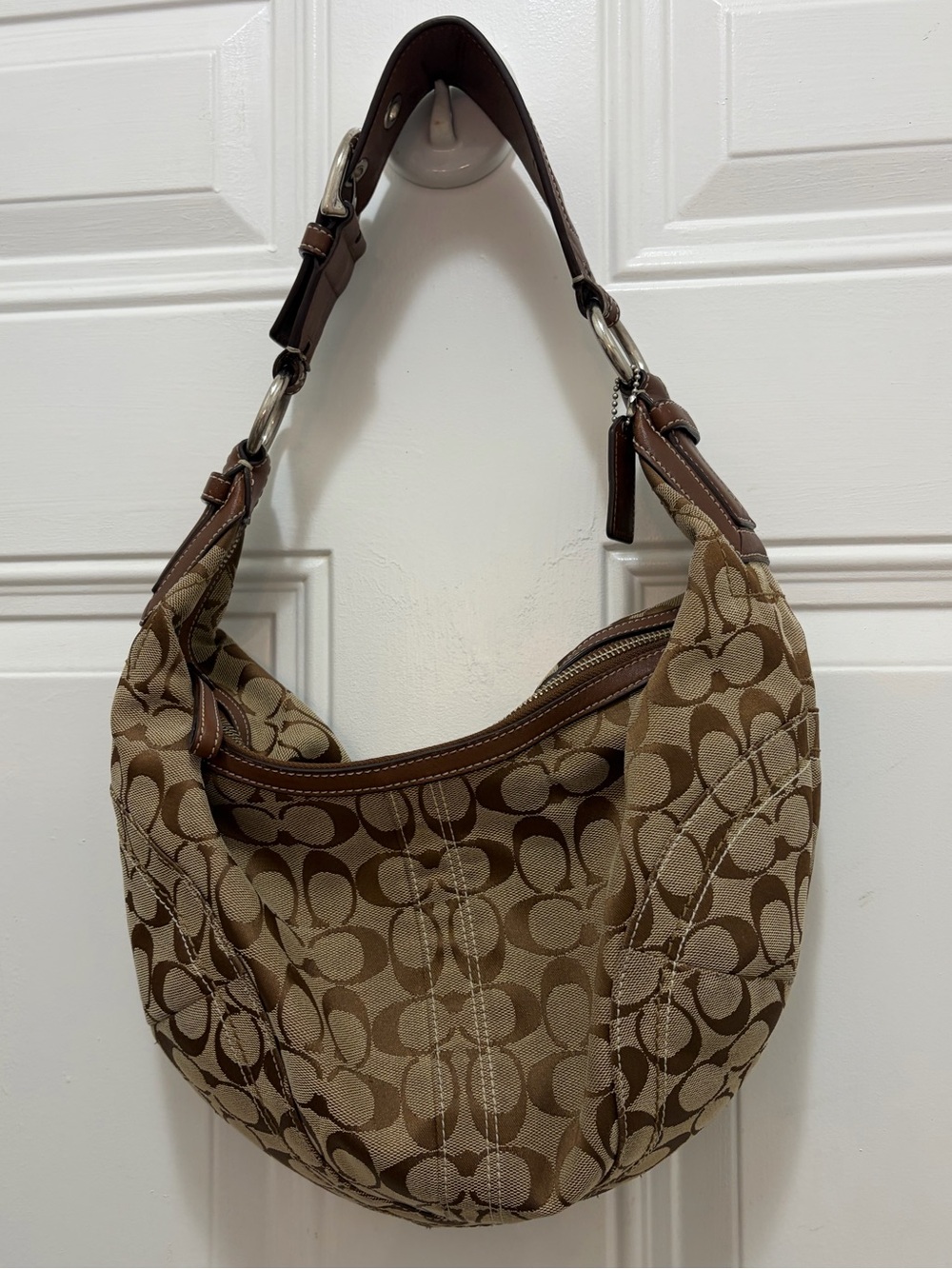 Authentic Coach SoHo Signature jacquard monogram Hobo Bag